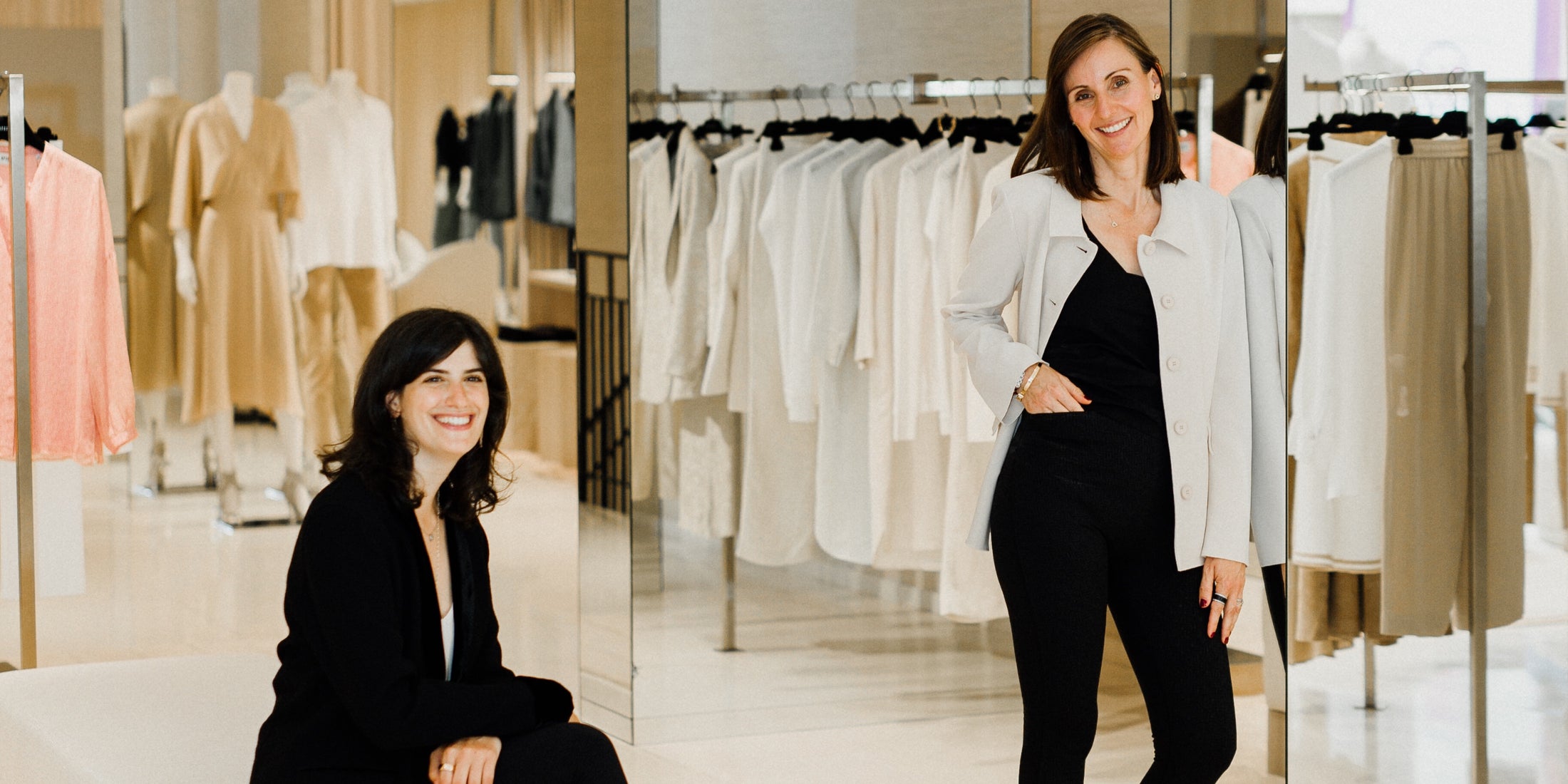 Laura and Emeline in clothing store